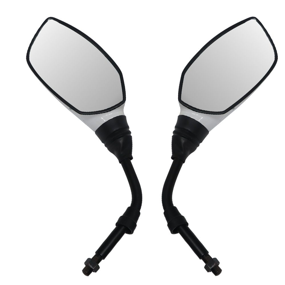 Apache Pearly White Mirror Set  Clear Visibility & Style